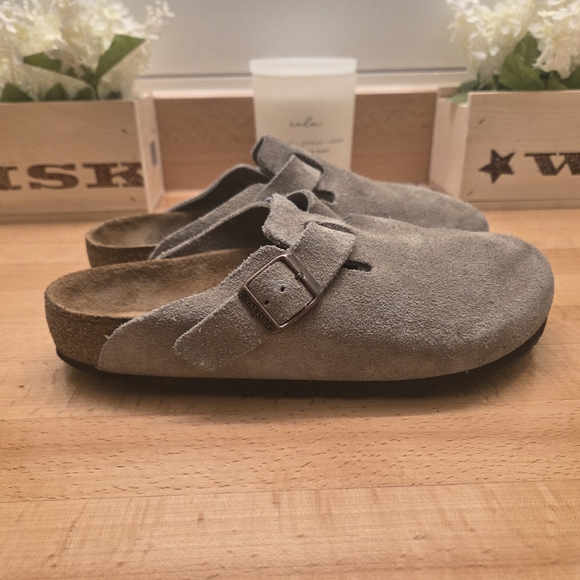 Birkenstock Shoes - Birkenstock Boston Suede Leather Clogs Taupe Unisex Size EU 39